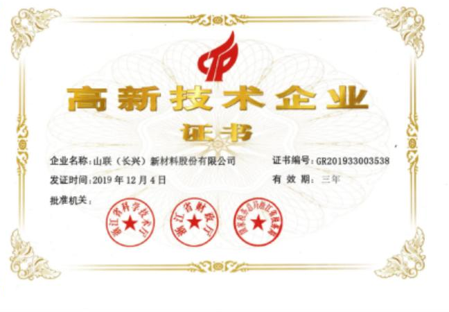 High-tech enterprise recognition · 2019