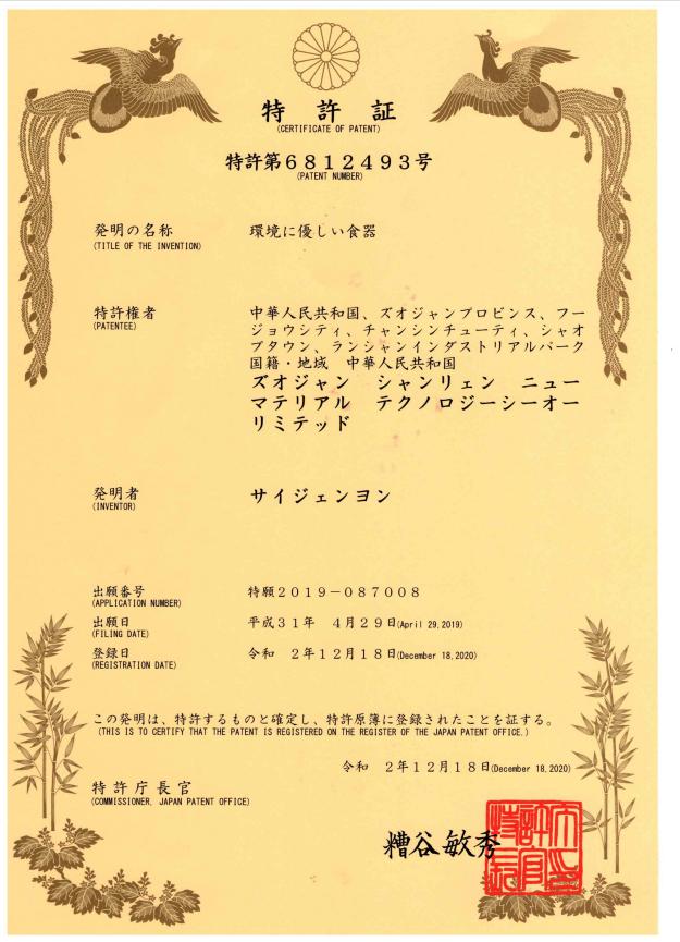 Japanese patent grant · 2020