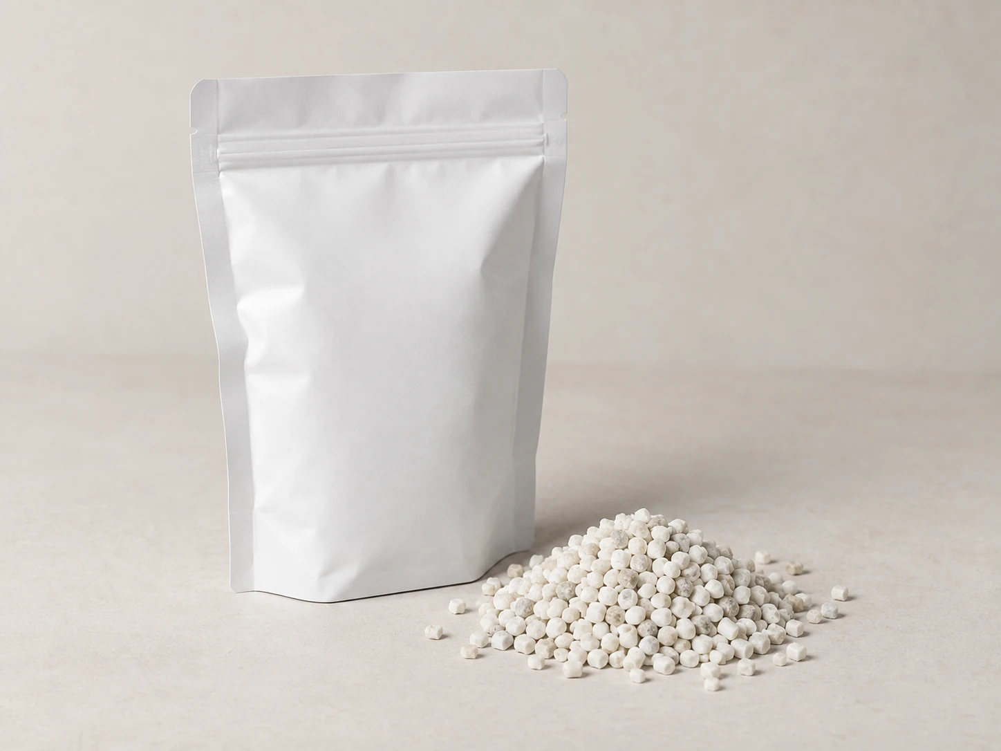 Illustrative small sample pouch and pellets